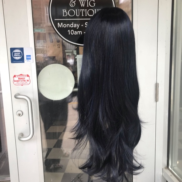 Wig Long Blue Swisslace Lacefront Blue Black 2019 main image 6